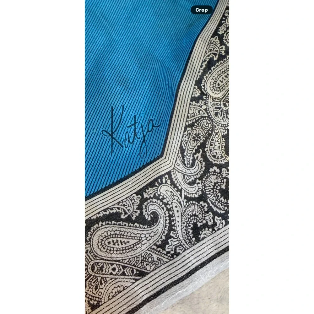 Vintage‎ Y2K Katja Signed Skinny Paisley Scarf European Teal